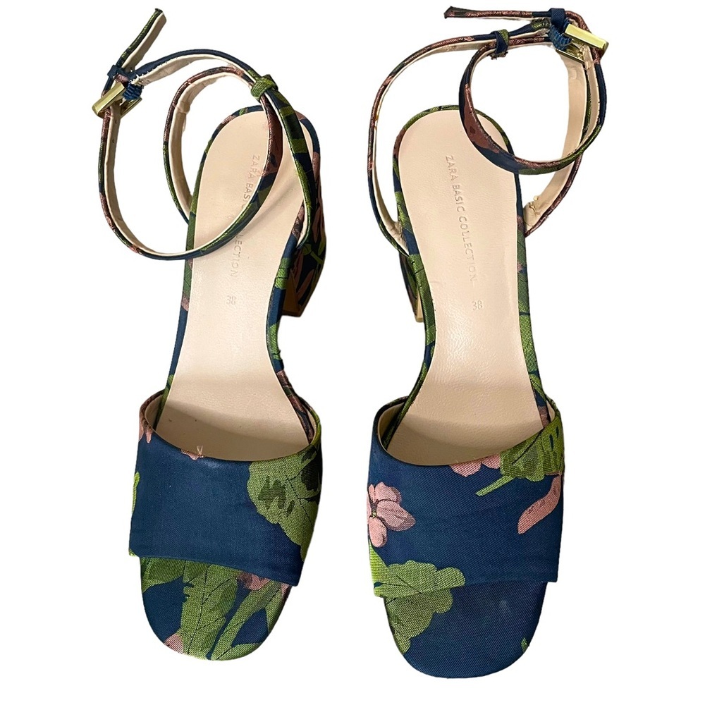 Zara Basic Collection Block Ankle Strap Sandal He… - image 1